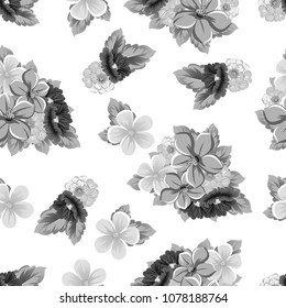 Seamless floral pattern. For your fabric design, clothing, printed matter. Postcards, greeting cards and invitations for birthday, wedding, Valentine's day, party. Vector illustration.