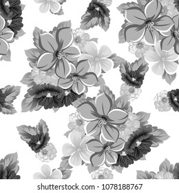 Seamless floral pattern. For your fabric design, clothing, printed matter. Postcards, greeting cards and invitations for birthday, wedding, Valentine's day, party. Vector illustration.