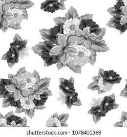 Seamless floral pattern. For your fabric design, clothing, printed matter. Postcards, greeting cards and invitations for birthday, wedding, Valentine's day, party. Vector illustration.