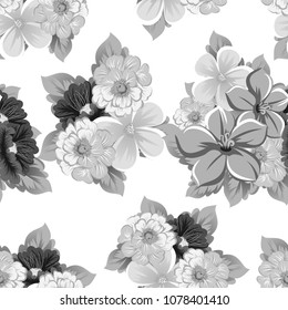 Seamless floral pattern. For your fabric design, clothing, printed matter. Postcards, greeting cards and invitations for birthday, wedding, Valentine's day, party. Vector illustration.