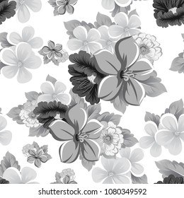 Seamless floral pattern. For your fabric design, clothing, printed matter. Postcards, greeting cards and invitations for birthday, wedding, Valentine's day, party. Vector illustration.