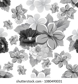 Seamless floral pattern. For your fabric design, clothing, printed matter. Postcards, greeting cards and invitations for birthday, wedding, Valentine's day, party. Vector illustration.
