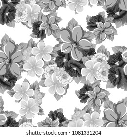 Seamless floral pattern. For your fabric design, clothing, printed matter. Postcards, greeting cards and invitations for birthday, wedding, Valentine's day, party. Vector illustration.
