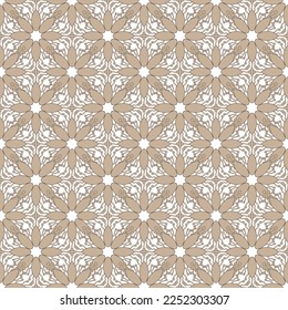 Seamless floral pattern-207, vector, hand drawn. Simple geometric pattern, white background.