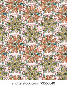 Seamless floral pattern-abstract composition retro style stylized
