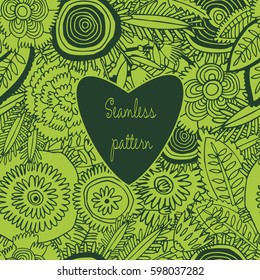 Seamless floral pattern.Color image, freehand drawing.In folk style