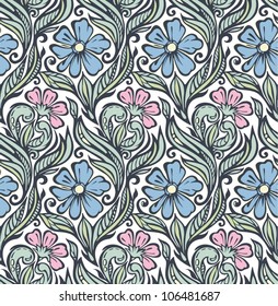 Seamless floral pattern-delicate interlacing branches of flowers and buds,model for design of gift packs, patterns fabric, wallpaper, web sites, etc.