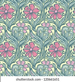 Seamless floral pattern-delicate interlacing branches of flowers and buds,model for design of gift packs, patterns fabric, wallpaper, web sites, etc.