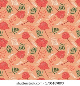 Patrón floral sin soldadura.Fondo floral. Textura floral. Flor de peones. Vector  