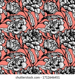 Seamless Floral Pattern.Flower background. Floral texture. Peony flower. Vector  