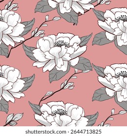 seamless floral pattern,flower's, white flowers on nood pink black ground,beautifully.