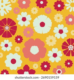 Padrão floral contínuo.Verão abstrato desenhado à mão e flores silvestres em estilo doodle. Design para tecido, papel de parede, impressão, impressão, têxteis, papel de embrulho, ilustração vetorial.