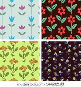 Seamless floral patterns decorative set