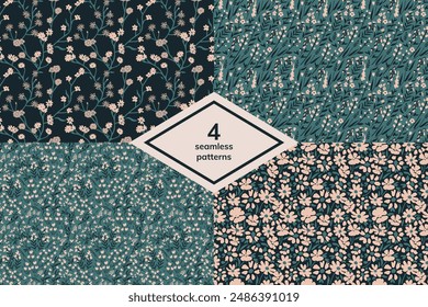Conjunto decorativo de patrones florales sin costuras