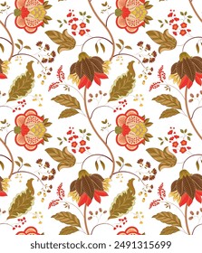 Seamless floral patterns design on white background