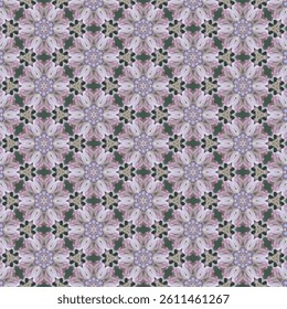Seamless floral patterns in light and dark purple tones create a modern feel, creating a natural and relaxing atmosphere. Can be used in print media design, luxurious and attractive decorations.