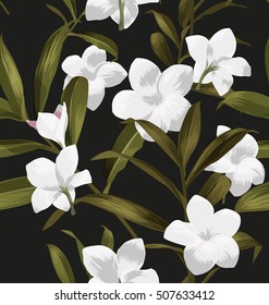 Seamless floral patterns with Plumeria pudica flower.