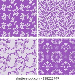 	Seamless floral patterns purple collection