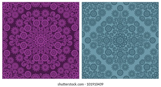 Seamless floral patterns. Retro backgrounds. Vector illustration.