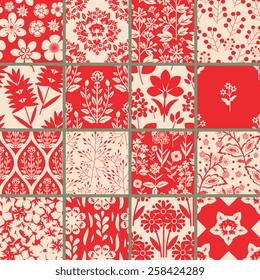 Seamless floral patterns set
