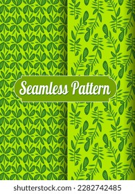 seamless floral pattern's set of collection ornaments. hand drawn abstract botanic leaves background. Endless textile texture used for printing retro fabric pattern design.