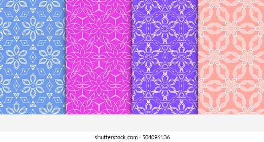 Seamless floral patterns set. Vector illustration. Texture for design wallpaper, pattern fills, web page, banner, flyer. ethnic ornament.