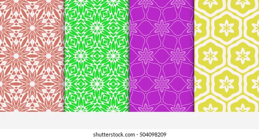 Seamless floral patterns set. Vector illustration. Texture for design wallpaper, pattern fills, web page, banner, flyer. ethnic ornament.