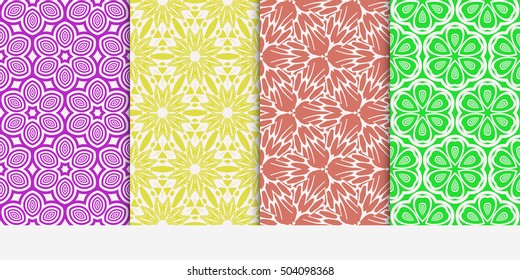 Seamless floral patterns set. Vector illustration. Texture for design wallpaper, pattern fills, web page, banner, flyer. ethnic ornament.
