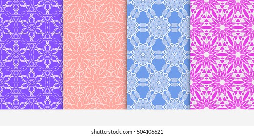 Seamless floral patterns set. Vector illustration. Texture for design wallpaper, pattern fills, web page, banner, flyer. ethnic ornament.