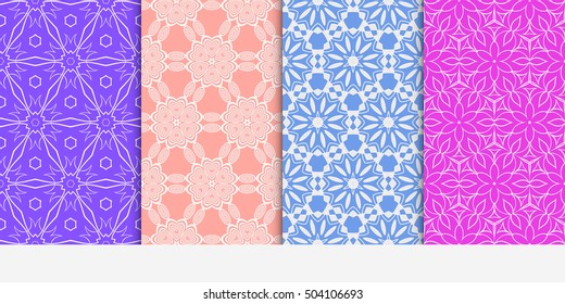 Seamless floral patterns set. Vector illustration. Texture for design wallpaper, pattern fills, web page, banner, flyer. ethnic ornament.