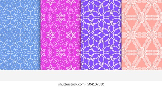 Seamless floral patterns set. Vector illustration. Texture for design wallpaper, pattern fills, web page, banner, flyer. ethnic ornament.