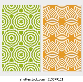 Seamless floral patterns set. Vector illustration. Texture for design wallpaper, pattern. Geometry ornament. silver, green, orange