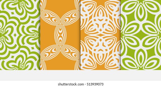 Seamless floral patterns set. Vector illustration. Texture for design wallpaper. geometric ornament