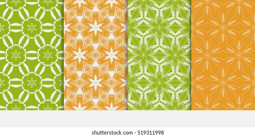 Seamless floral patterns set. Vector illustration. Texture for design wallpaper, pattern. ethnic ornament