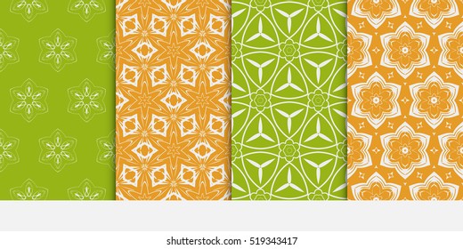Seamless floral patterns set. Vector illustration. Texture for design wallpaper, pattern. ethnic ornament