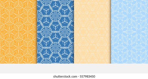 Seamless floral patterns set. Vector illustration. Texture for design wallpaper, web page, banner, flyer. ethnic ornament.