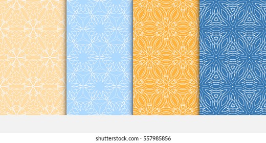 Seamless floral patterns set. Vector illustration. Texture for design wallpaper, web page, banner, flyer. ethnic ornament.