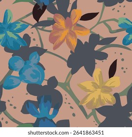 seamless floral patterns showcasing colorful and artistic representations of various flowers. Perfect for backgrounds, textile designs, or decorative elements