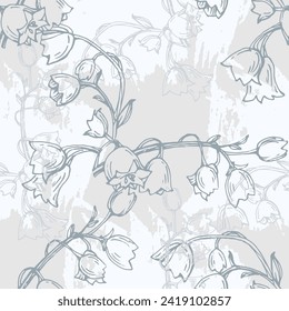 Seamless floral patterns with spring flowers Lily of the valley. Vector floral prints