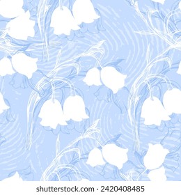 Seamless floral patterns with spring flowers Lily of the valley. Vector floral prints