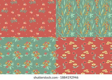 Seamless floral patterns vector set