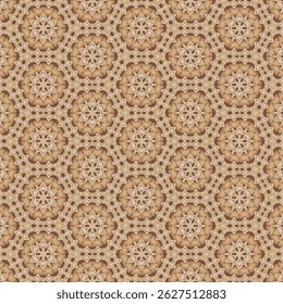 Seamless floral patterns in warm beige and brown tones create a natural harmony in symmetrical shapes, making them stand out luxuriously. Suitable for designs that require a unique look.