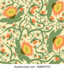 Seamless floral pattern.Vector colorful print with flowers.Textile texture.Vintage background
