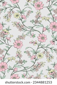 Seamless Floral pattern,with small cute flower design Textile Allover Design With Background