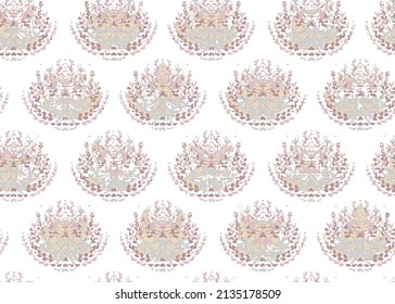 seamless floral pink pattern with lace and leaf bouquet Decorative elegant luxury design.Vintage elements in baroque, rococo style.Digital painting.Design for cover, fabric, textile, wrapping paper .