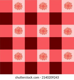Seamless Floral Pink Red Grid Grid Abstract Vector Background