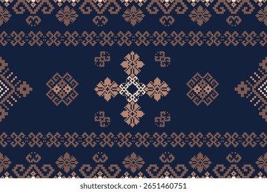 Seamless floral pixel art pattern. Vintage floral fabric design for wallpaper or fabric.