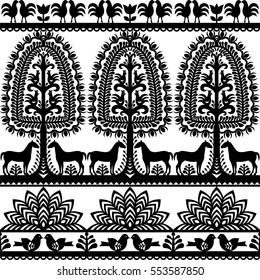 Seamless floral Polish folk art pattern Wycinanki Kurpiowskie - Kurpie Papercuts
