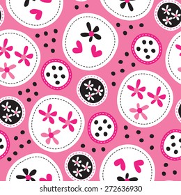 seamless floral and polka dots pattern vector illustration
