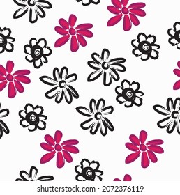 seamless floral print. hand drawn flower print for apparel, background, home design and all uses